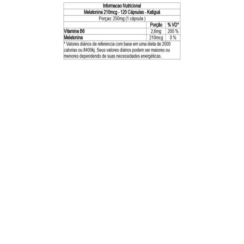 MELATONINA 210MCG 60CAPS - KATIGUÁ