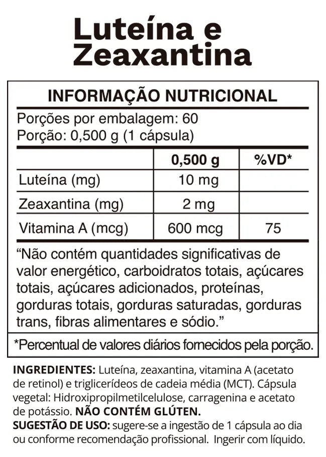 LUTEÍNA E ZEAXANTINA 60CAPS 500MG - OCEAN DROP