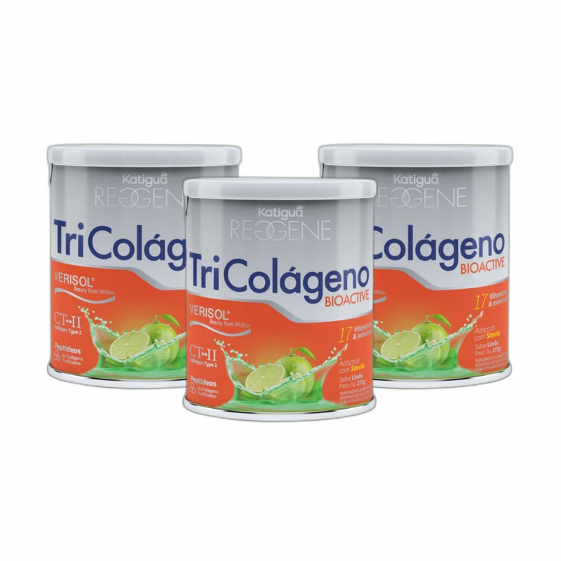 3 LATAS - TRI COLÁGENO BIOATIVO 3 EM 1 - 275G cada - COMBO KIT