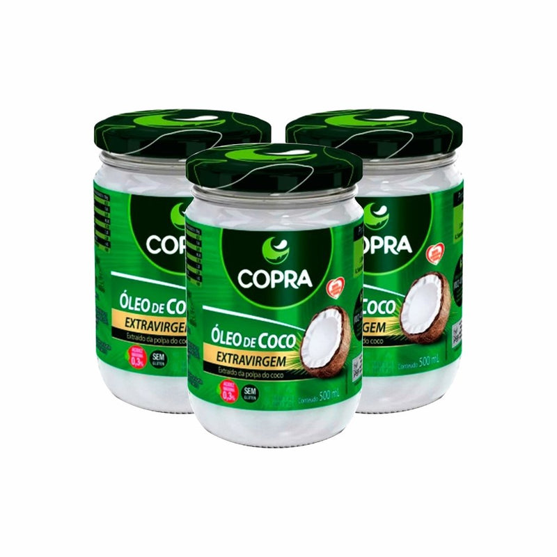 COMBO KIT 3UN. ÓLEO DE COCO EXTRA VIRGEM 500ML - COPRA