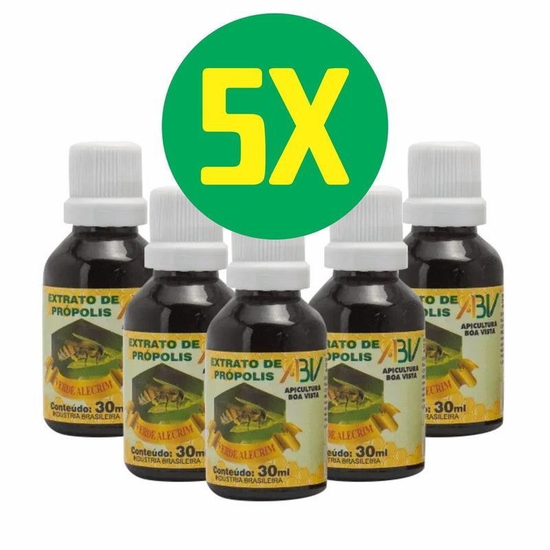 COMBO KIT 5 UNID. EXTRATO DE PRÓPOLIS VERDE ALECRIM 30ml - APICULTURA BOA VISTA